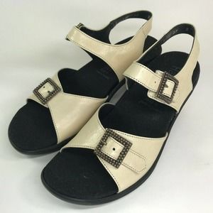 Hauer Ladies' Shoes Size 37 Beige & Black Sandals, Made in Austria